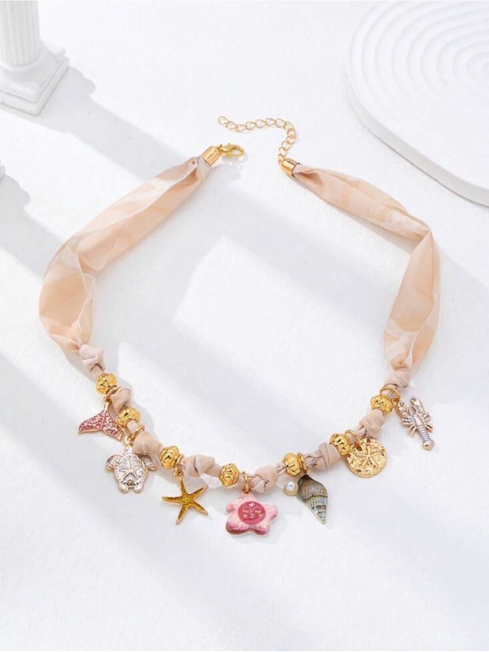 #2- 1 piece Statement Necklace With Starfish & Marine Life Pendants NWT